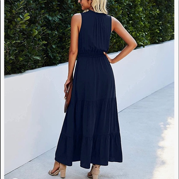 KIRUNDO 2021 Summer Women’s Sleeveless Maxi Dress - Picture 3 of 3